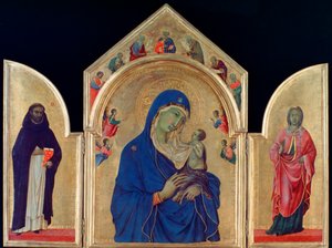 Madonna e criança com St Dominic e St Aurea, c1315 de Duccio di Buoninsegna