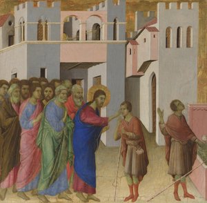 A cura do homem nascido cego, ca 1308-1311 de Duccio di Buoninsegna