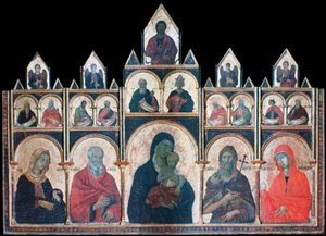 A Santa Virgem com o Cristo Menino e os Santos, c1278-1318 de Duccio di Buoninsegna
