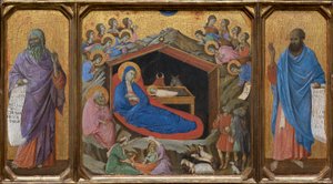 A Natividade com os profetas Isaías e Ezequiel de Duccio di Buoninsegna