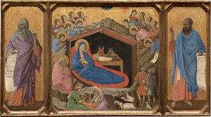 A Natividade com os Profetas Isaías e Ezequiel de Duccio di Buoninsegna