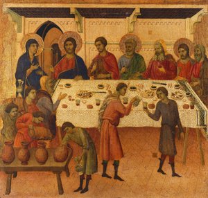 O Casamento em Caná, detalhe do azulejo de Episódios da Paixão e Ressurreição de Cristo, superfície invertida de Maesta