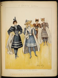 Quatro das senhoras, com os seus trajes de banho, na praia da Riviera. de Dudley Hardy