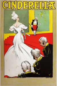 Literatura. Contos de Fadas. Cinderela. Cartaz de Dudley Hardy para uma exposição em Londres, Inglaterra, c.1890 (cartaz) de Dudley Hardy