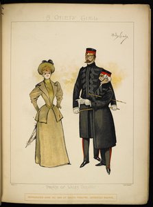 Uma das raparigas da Gaiety, e dois oficiais dos salva-vidas. de Dudley Hardy