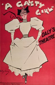 Cartaz publicitário &39;A Gaiety Girl&39; no Daly&39;s Theatre, Grã-Bretanha, década de 1890