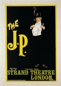 Reprodução de um cartaz publicitário &39;The JP&39; no Strand Theatre, Londres, 1898