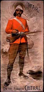 "Guerra" no caminho para Chitral" (cor litho) de Dudley Hardy