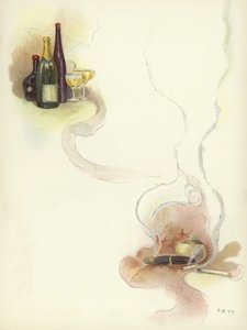 Vinho e charutos no Hotel Savoy de Dudley Hardy