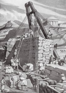 Reconstrução das muralhas de Atenas, 393 a.C. (litografia) de Dudley Heath