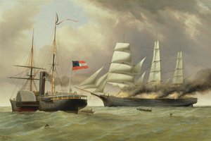 O C.S.S. Nashville captura e incendeia o navio mercante inglês "Harvey Birch de Duncan Mcfarlane