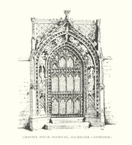 Porta da casa capitular, Catedral de Rochester (litografia) de Duncan Moul