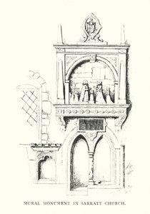 Monumento mural na igreja de Sarratt (litografia) de Duncan Moul