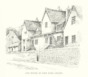 Casas antigas na Main Road, Lexden (litografia) de Duncan Moul