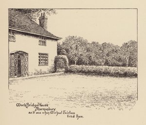 Sussex: Mock Bridge House, Shermanbury, tal como era quando Michael Fairless lá viveu (litografia) de Duncan Moul