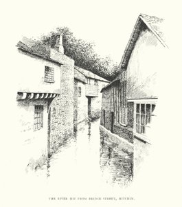 O rio Hiz a partir de Bridge Street, Hitchin (litografia) de Duncan Moul