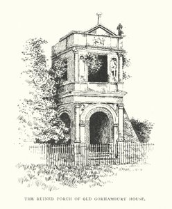 O alpendre em ruínas da antiga casa de Gorhambury (litografia) de Duncan Moul