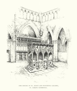 O Santuário de Santo Albano e a Galeria de Observação, Catedral de Santo Albano (litografia) de Duncan Moul