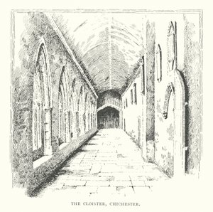 O claustro, Chichester (litografia) de Duncan Moul