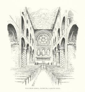 Abadia de Waltham, Interior, olhando para Leste (litografia) de Duncan Moul