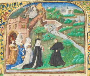 Página de "La Belle Dame Sans Merci", de Alain Chartier, Paris, início do século XV