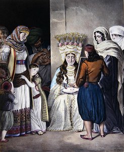 Casamento Ortodoxo Grego em Atenas (c.1825) (cor litho) de Dupre Dupre