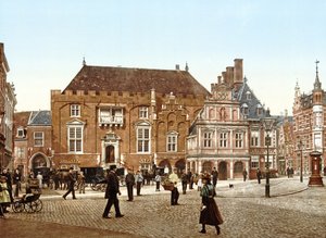 Câmara municipal no Grote Markt, Haarlem, Holanda, pub.c. 1900
