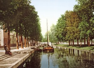 Barcaça à vela no Canal da Princesa, em Haia, 1890-1900