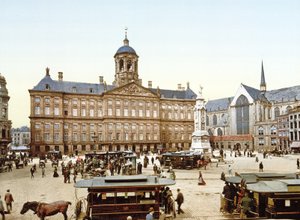 O Palácio Real em Amsterdã da Praça Dam, 1890-1900