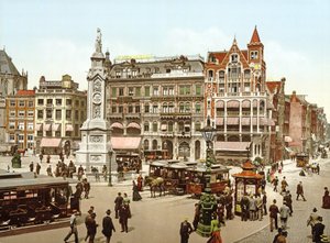 Vista da Praça Dam, em Amsterdã, 1890-1900