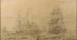 Uma cena de caça à baleia do século XVII de Dutch School