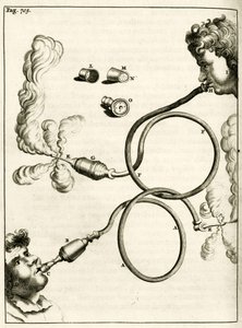Aparelho para enemas fumo do tabaco, desde os exercícios práticos para curar método pelo Frederic Dekkers, 1694 de Dutch School