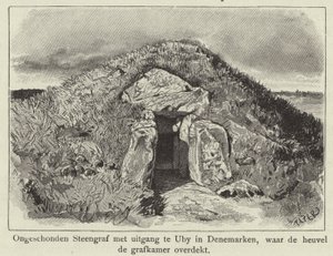 Monte de enterro cobrindo um túmulo de pedra intacta, Uby, Dinamarca de Dutch School