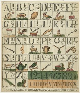Alfabeto infantil (xilogravura colorida à mão) de Dutch School