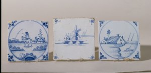 Telhas de Delft, c.1750-1800 (louça de barro) de Dutch School