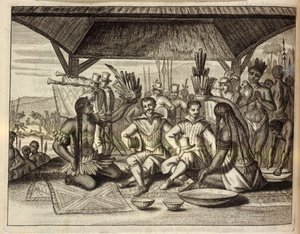 Drake coroado por índios de Dutch School