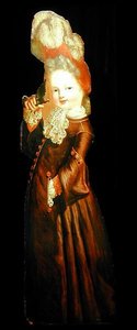 Figura de tabuleiro de uma menina segurando um periquito (óleo a bordo) de Dutch School