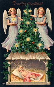 Postal de Natal neerlandês (litografia a cores) de Dutch School