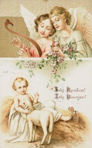 Postal de Natal neerlandês (litografia a cores) de Dutch School