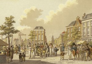 Mercado de flores, Roterdão, 1807 de Dutch School