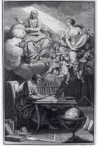 Frontispício de Elemens de la Philosophie de Neuton por Voltaire (1694-1778) publicado em Amsterdã, 1738 de Dutch School