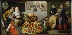 Mercado de frutas (pintura sobre tela) de Dutch School