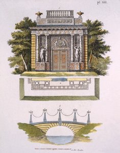 Decorações de jardim, da revista de gemas de jardim por G. van Laar, publicado em 1802 de Dutch School