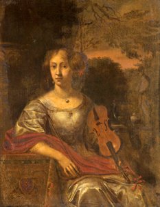 Senhora com um violino, c.1675 de Dutch School