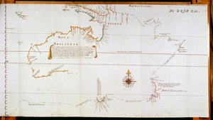 Mapa da Nova Holanda, agora Austrália, e da Nova Zelândia, extraído de informações recolhidas durante viagens realizadas por Abel Janszoon Tasman