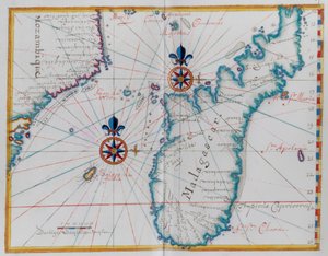 Mapa de parte da costa de Moçambique e da ilha de Madagáscar. de Dutch School