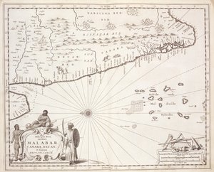 Mapa da Costa do Malabar, Índias Orientais, 1672