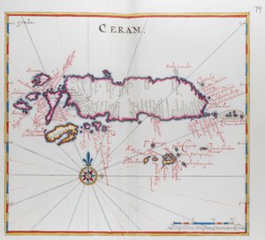 Mapa da ilha de Ceram (Seram), Indonésia. de Dutch School