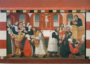 Pregação de Martinho Lutero, detalhe do retábulo da Igreja de Torslunde