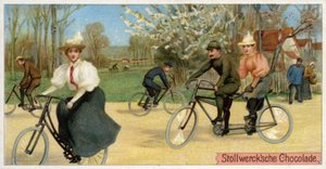 Homens e mulheres em bicicletas de Dutch School